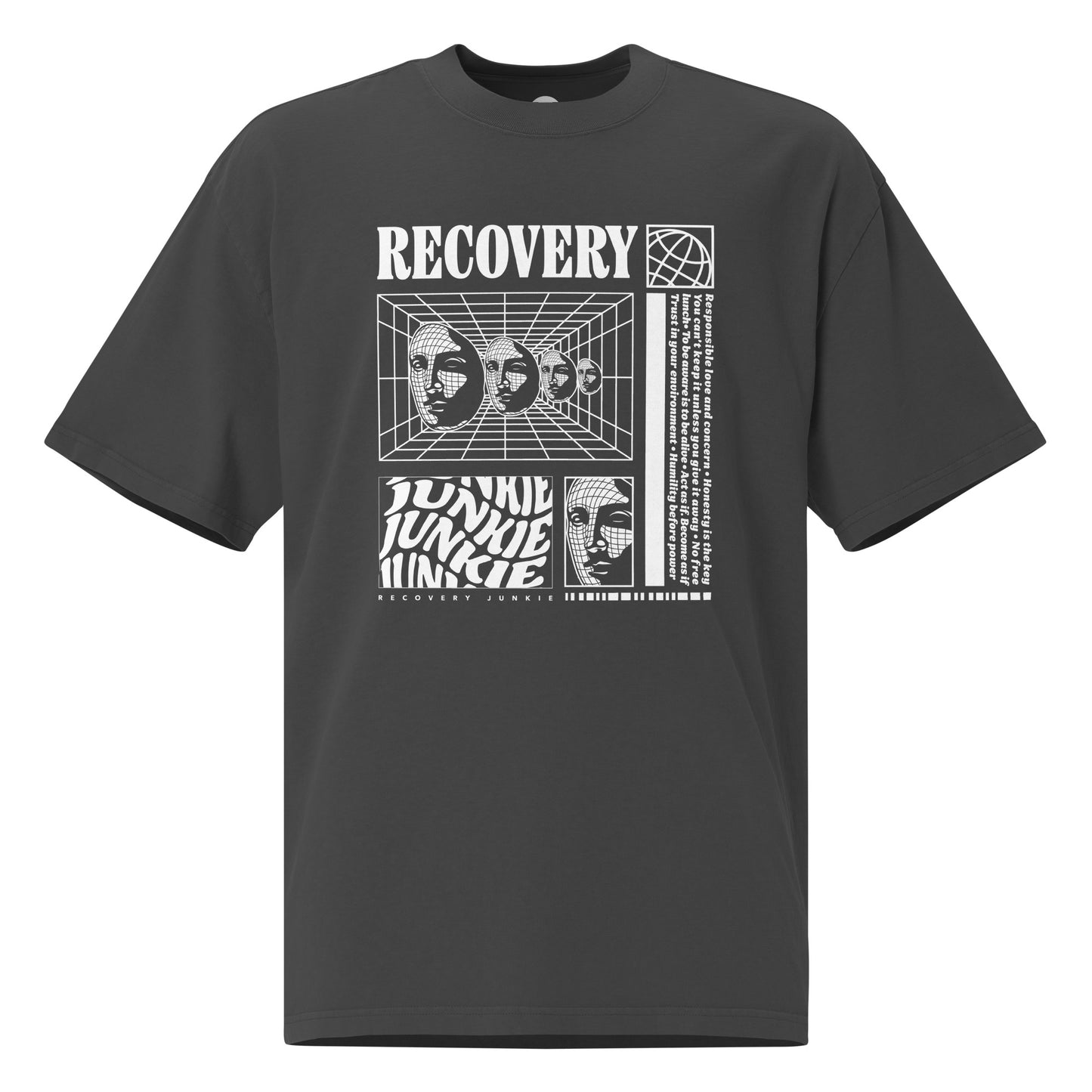 Vapor Wave Recovery Junkie Oversized faded t-shirt