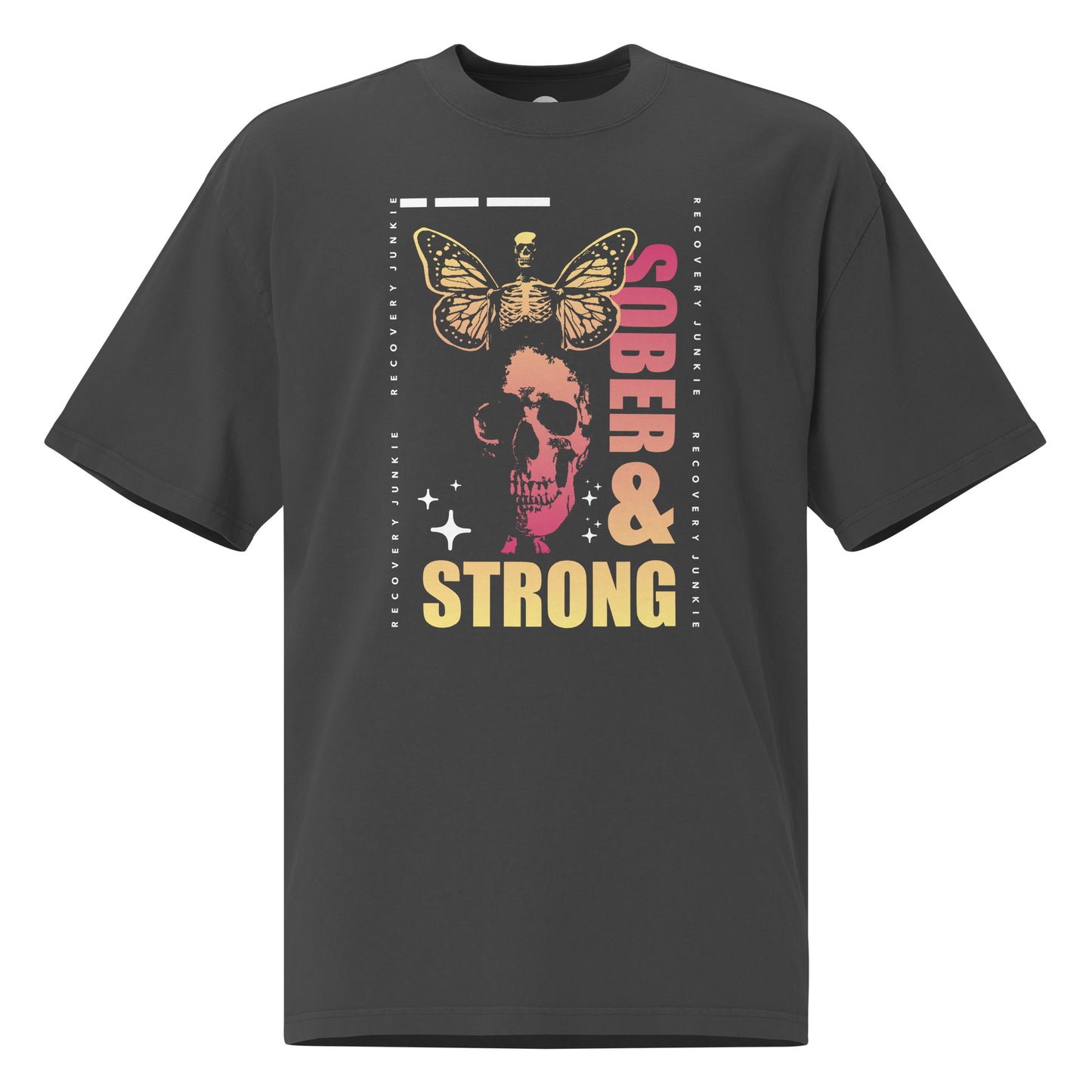Sober and Strong Recovery Junkie Oversized faded t-shirt