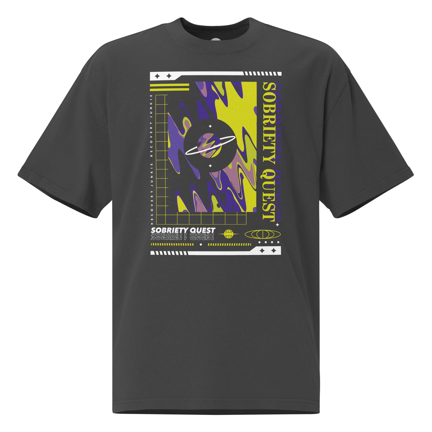 Sobriety Quest Recovery Junkie Oversized faded t-shirt
