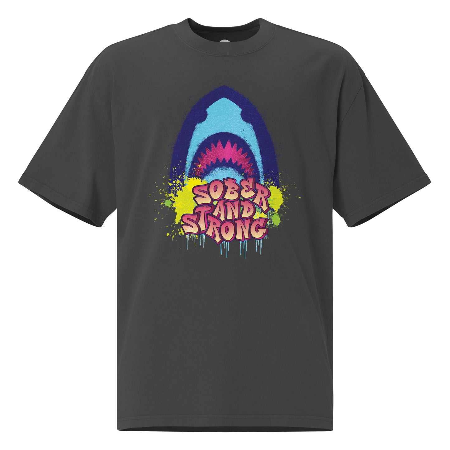 Recovery Junkie Shark Oversized faded t-shirt