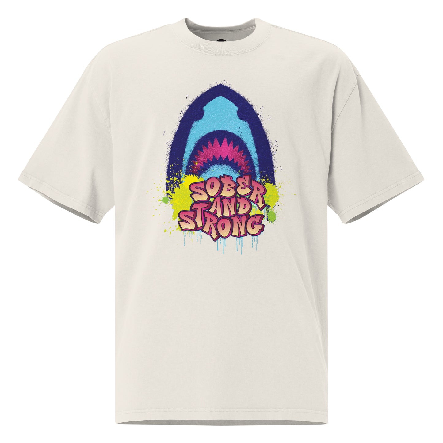 Recovery Junkie Shark Oversized faded t-shirt