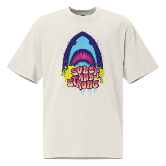 Recovery Junkie Shark Oversized faded t-shirt