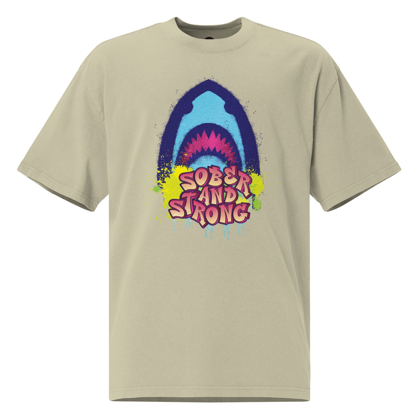 Recovery Junkie Shark Oversized faded t-shirt