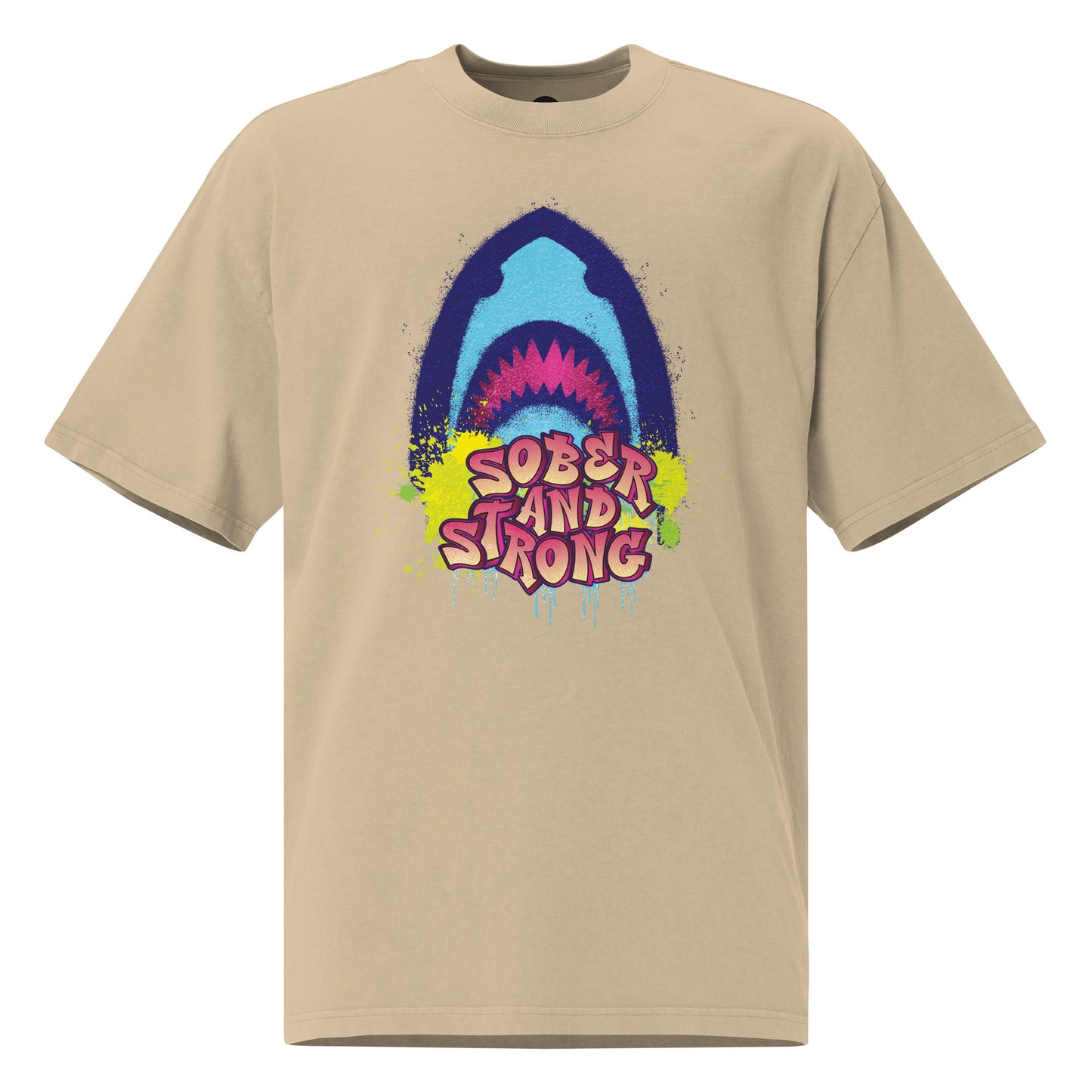 Recovery Junkie Shark Oversized faded t-shirt