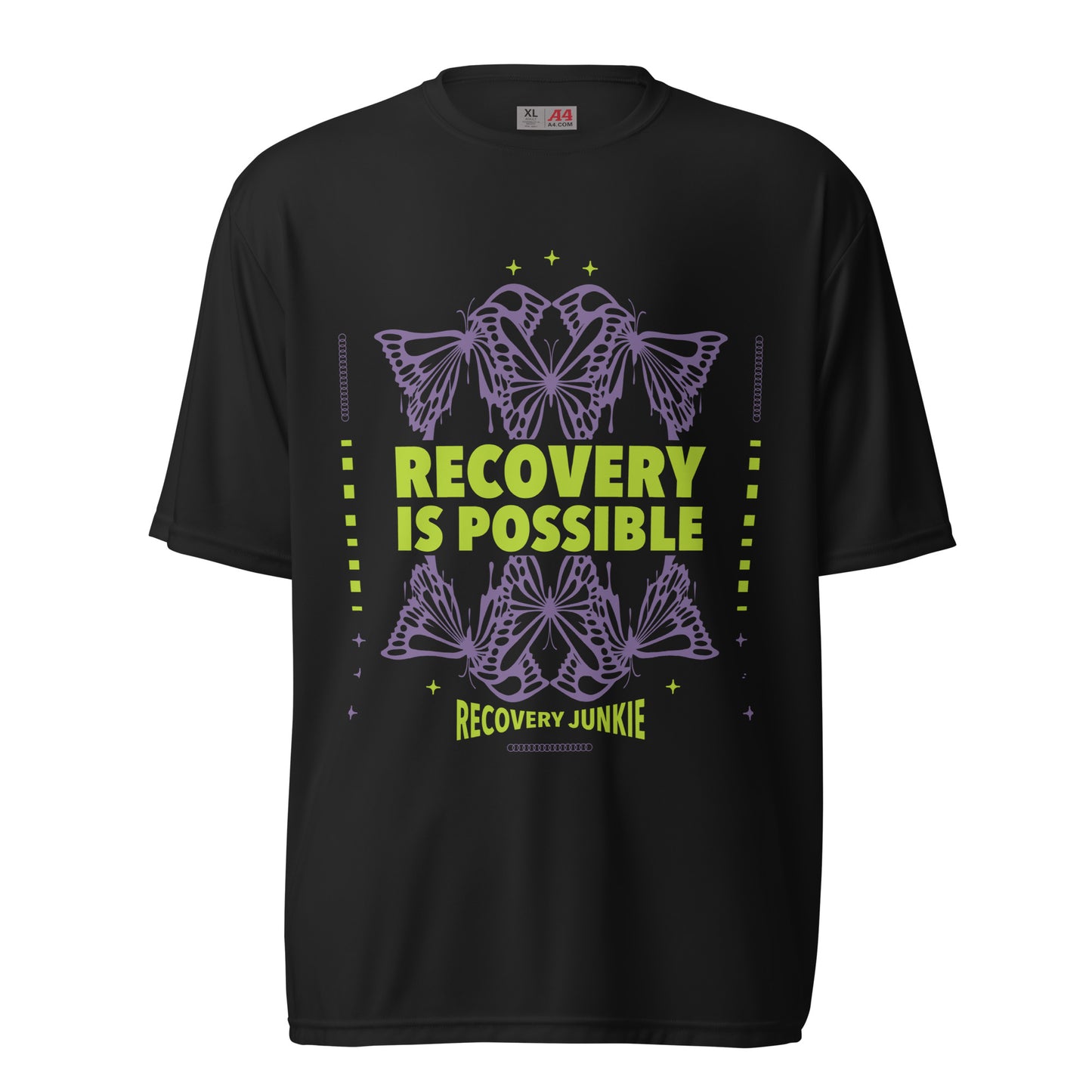 Recovery Is Possible Recovery Junkie Unisex performance crew neck t-shirt
