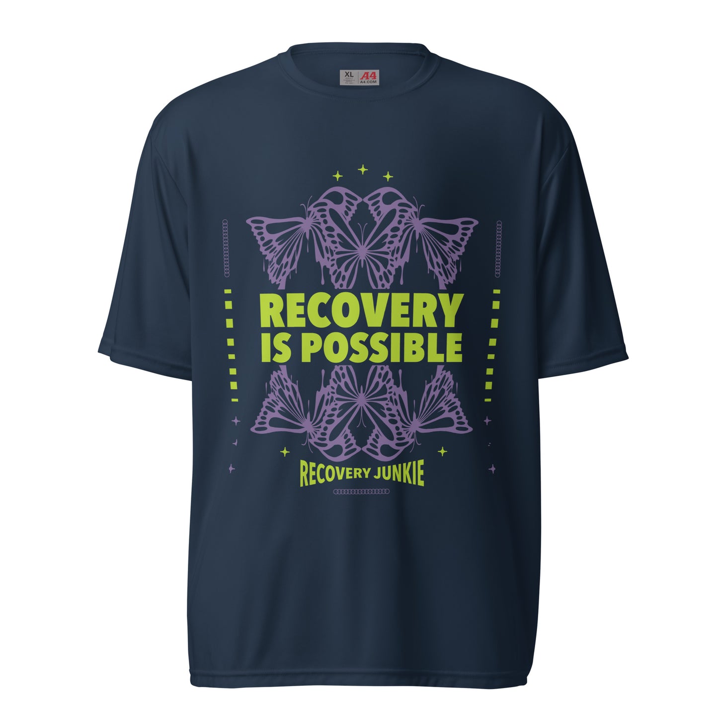 Recovery Is Possible Recovery Junkie Unisex performance crew neck t-shirt